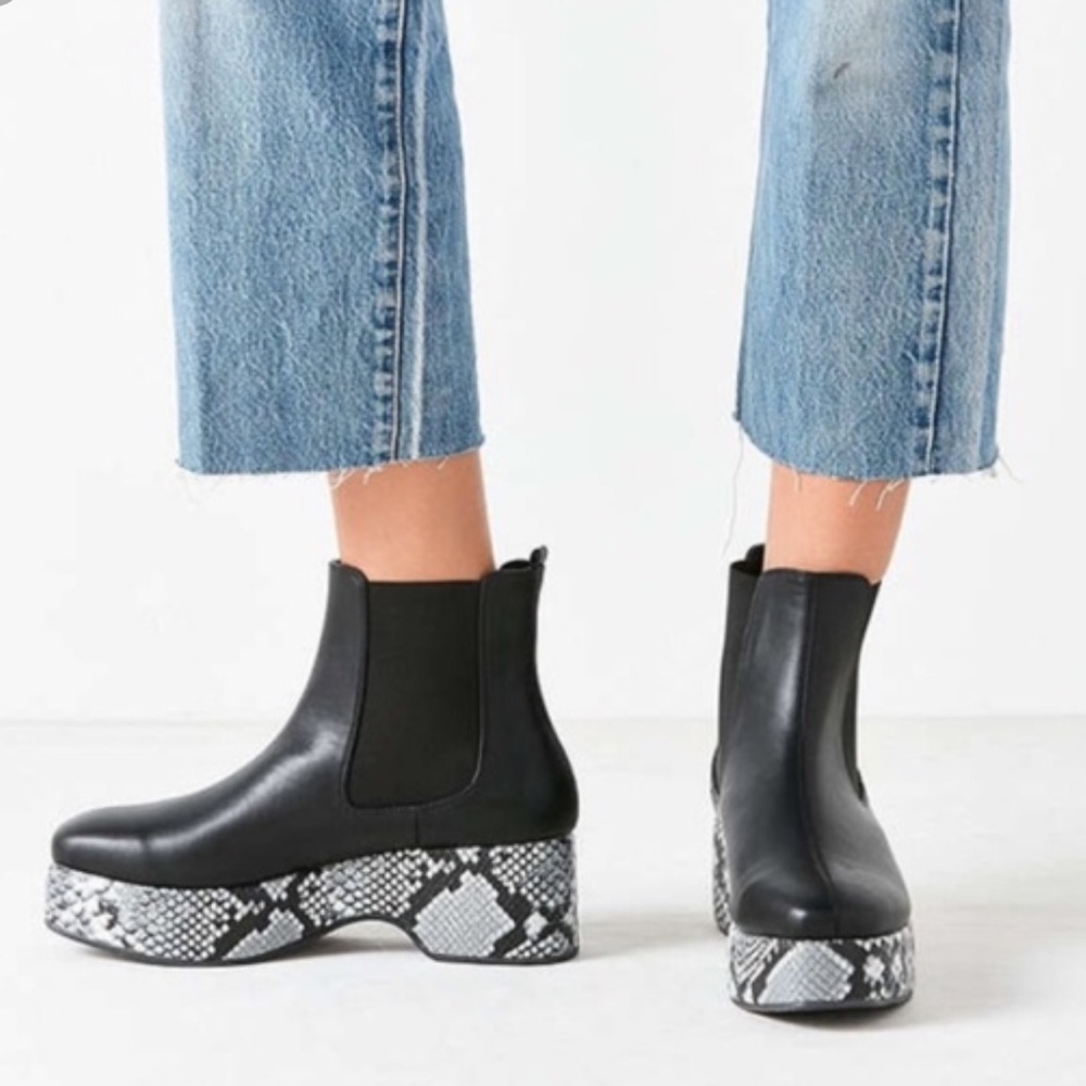 UO Eva Platform Snakeskin Boot